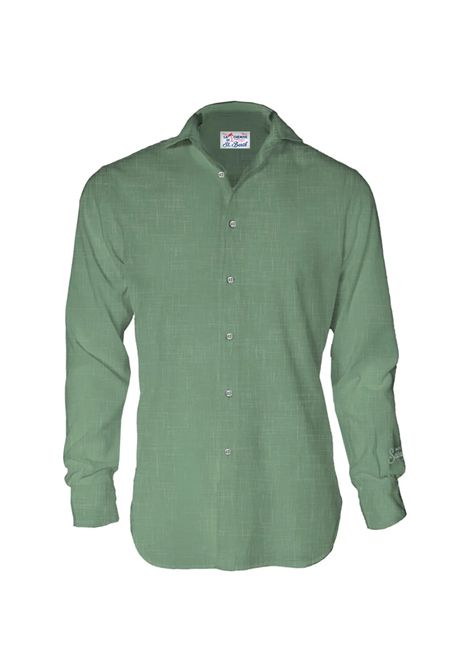 Camicia Mc2 Saint Barth Pamplona uomo PAMPLONA00308H Verde lino manica lunga tinta unita MC2 SAINT BARTH | Camicie | PAMPLONA00308H53